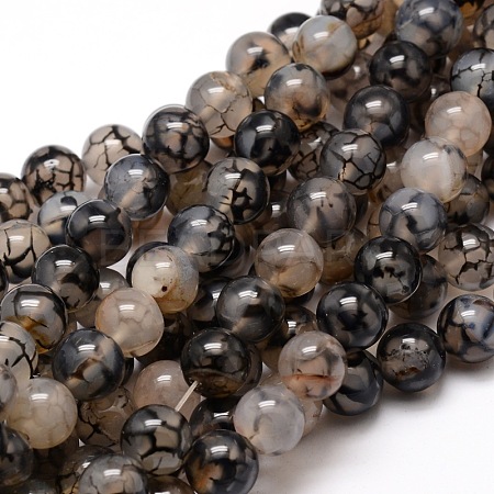 Dyed Natural Agate Round Beads Strands G-E321A-14mm-04-1