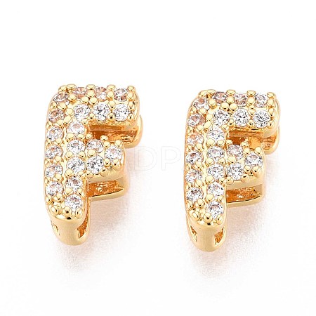 Brass Micro Pave Clear Cubic Zirconia Beads KK-T071-17G-F-1