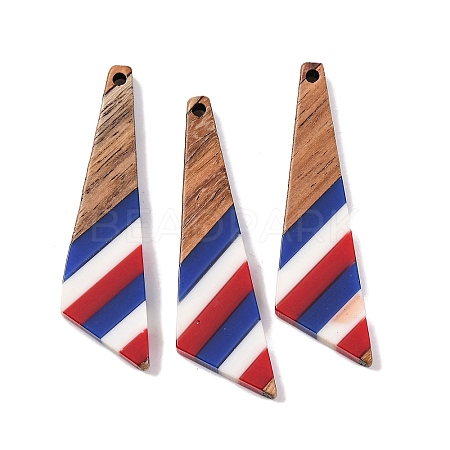 Independence Day Opaque Striped Resin & Walnut Wood Pendants RESI-U010-02F-1