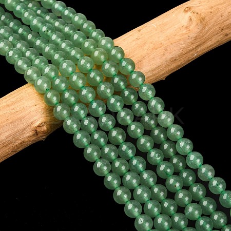Natural Green Aventurine Round Bead Strands G-P070-37-6mm-1