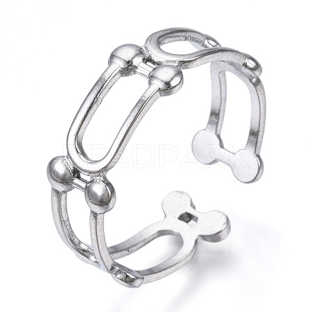 Non-Tarnish 304 Stainless Steel Arch Shape Open Cuff Ring RJEW-N040-41-1