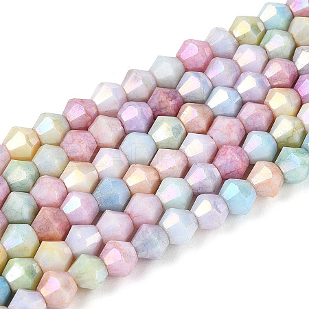 Anti-Tarnish Electroplate Bicone Glass Beads Strands EGLA-T021-4mm-16-11-1