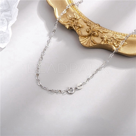 925 Sterling Silver Heart Link Chain Necklaces NJEW-BB70538-I-1
