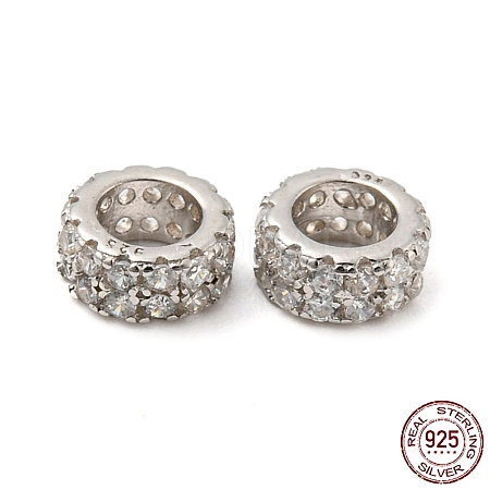 Rhodium Plated 925 Sterling Silver Spacer Beads STER-K176-05P-1