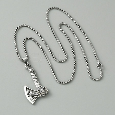 Alloy Pandant Necklace with Stainless Steel Box Chains for Men Women NJEW-WH0023-03P-03-1