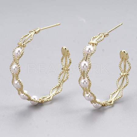Brass Stud Earrings X-KK-S348-225A-1
