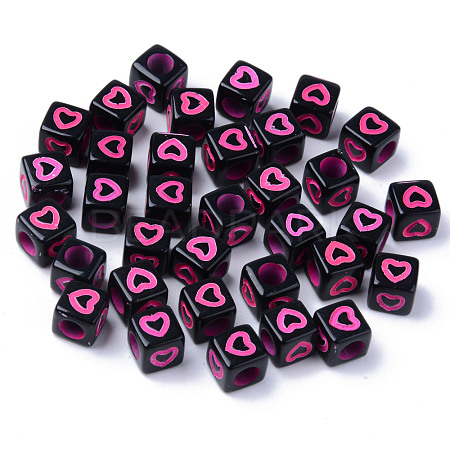 Opaque Black Acrylic European Beads MACR-S273-51D-02-1