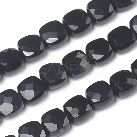 Natural Black Onyx Beads Strands G-I271-A03-6x6mm-1