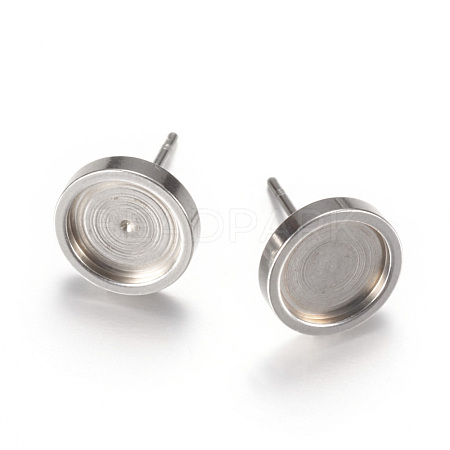 201 Stainless Steel Stud Earring Settings X-STAS-T004-08-1