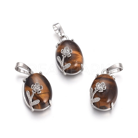 Natural Tiger Eye Pendants G-L512-I22-1