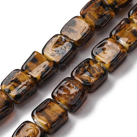 Handmade Gold Sand Lampwork Beads Strands LAMP-Q045-02A-1