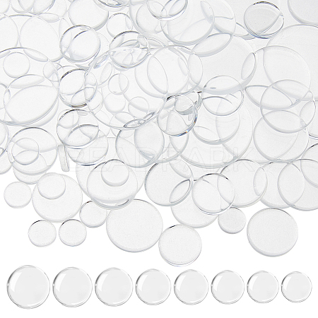 200Pcs 8 Styles Transparent Glass Cabochons GLAA-FH0001-88-1