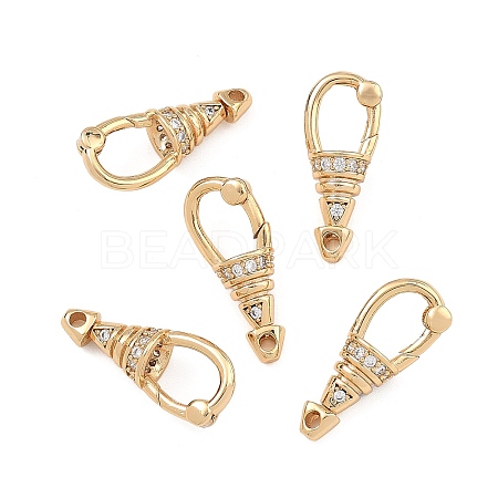 SHEGRACE Brass Micro Pave Clear Cubic Zirconia Spring Gate Clasps XGRQ58768-750G-1