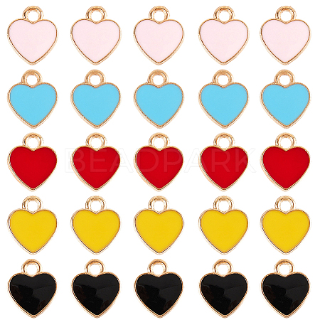 100Pcs 5 Colors Alloy Enamel Charms ENAM-SC0005-32-1