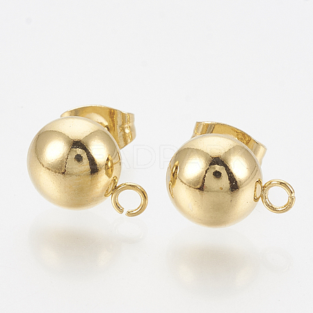 Ion Plating(IP) 201 Stainless Steel Stud Earring Findings STAS-Q225-16G-8mm-1