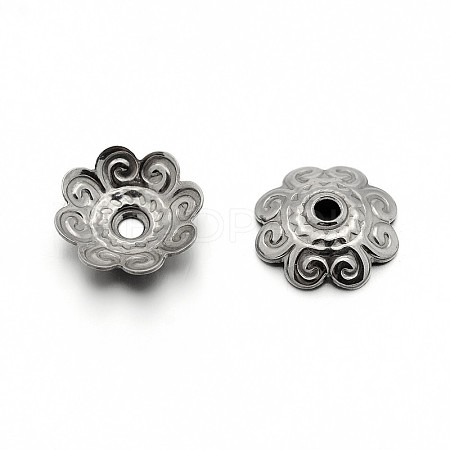 Tarnish Resistant 304 Stainless Steel Flower Bead Caps STAS-E083-04P-1