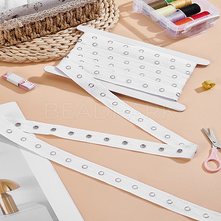 Alloy Snap Button Tape Trim Polyester Herringbone Ribbons DIY-LP0003-67B-1