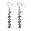 Natural Amethyst Chips Dangle Earrings with Glass EJEW-JE04840-07-1
