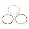 3Pcs Bohemian Style Glass Seed Beaded and Brass Beaded Stretch Bracelets for Women BJEW-JB11799-2