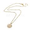 Flower Brass Micro Pave Cubic Zirconia Pendant Necklaces for Women NJEW-A015-12KCG-2
