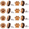 SUNNYCLUE 6 Pairs 2 Style Paw Print Wood Stud Earrings with Steel Iron Pins EJEW-SC0001-46-1