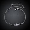Delicate Silver Plated Brass Cubic Zirconia Leaf Anklets AJEW-BB05223-B-2