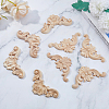8Pcs 2 Styles Carved Wooden Corner Decoration WOOD-FH0002-28-5