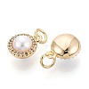 Brass Micro Pave Clear Cubic Zirconia Charms KK-N287-26G-2