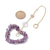 Heart Natural Amethyst Chip Pendant Drcorations HJEW-JM01651-01-2