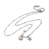 Shell Shape & Starfish 304 Stainless Steel Rhinestone Pendant Necklaces for Women NJEW-M107-02P-2