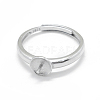 Anti-Tarnish Adjustable Rhodium Plated 925 Sterling Silver Finger Design Ring Mounts Fittings with Pearl Seat STER-L055-019P-4