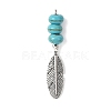 2Pcs 2 Colors Dyed Synthetic Turquoise Rondelle Beaded Pendants PALLOY-JF04682-3