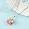 Dyed Natural Green Jade Copper Wire Wrapped Planet Pendant Brass Cable Chain Necklaces for Women NJEW-TA00260-01-1