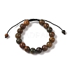 10mm Round Natural Polychrome Jasper/Picasso Stone/Picasso Jasper Braided Bead Bracelets BJEW-C067-01C-19-2