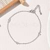 Brass Micro Pave Clear Cubic Zirconia Heart Link Chain Bracelets KK-CBA6980-23P-1