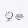 Tarnish Resistant 304 Stainless Steel Stud Earring Settings STAS-K131-A-01P-2