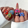 6Pcs 6 Colors Resin Finger Rings for Women FS-WGBD8BE-08-1