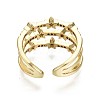 Brass Micro Pave Clear Cubic Zirconia Cuff Rings RJEW-S044-084-NF-4