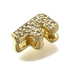 Brass Micro Pave Cubic Zirconia Letter Multi-Strand Links KK-D295-32G-06-2