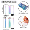 100Pcs 2 Style Rainbow Color 304 Stainless Steel Eye Pins STAS-PJ0001-17-3