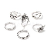 Tibetan Style Alloy Stackable Rings Set RJEW-E071-01AS-06-1