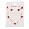 Heart 304 Stainless Steel Enamel Necklaces & Stud Earrings Sets for Women SJEW-K003-03G-4