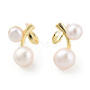 Natural Pearl Cherry Stud Earrings with 925 Sterling Silver Pins EJEW-T019-03G-1