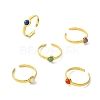 Gemstone Round 304 Stainless Steel Cuff Open Rings for Women RJEW-JR01063-3