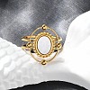 Oval 304 Stainless Steel White Shell Finger Rings for Women RJEW-G346-09G-02-2