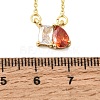 Brass Pave Cubic Zirconia Rectangle & Teardrop Pendant Cable Chain Necklaces KK-CBAB173-05G-03-5