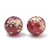 Flower Picture Printed Glass Beads GLAA-Q071-02-3