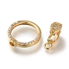 Brass Micro Pave Clear Cubic Zirconia Fold Over Clasps KK-H480-28G-2