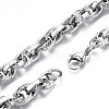 201 Stainless Steel Rope Chain Bracelet with Initial X Pattern for Men Women BJEW-S057-79-3