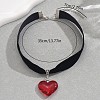 Gothic Heart Alloy Pave Glass Pendant Black Velvet Cord Choker Necklaces for Women FS-WG59BE3-01-3